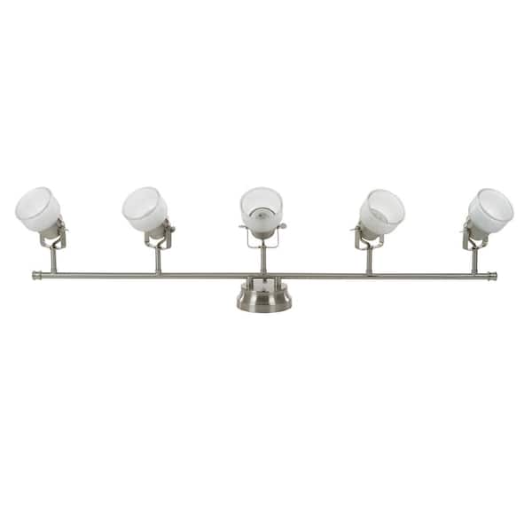 4 ft. 5-Light Brushed Nickel Integrated LED Fixed Track Lighting Kit Bar