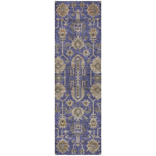 Dream Shag Premium Machine Washable Abstract ADS697 Purple 2 ft. x 7 ft. Runner Rug
