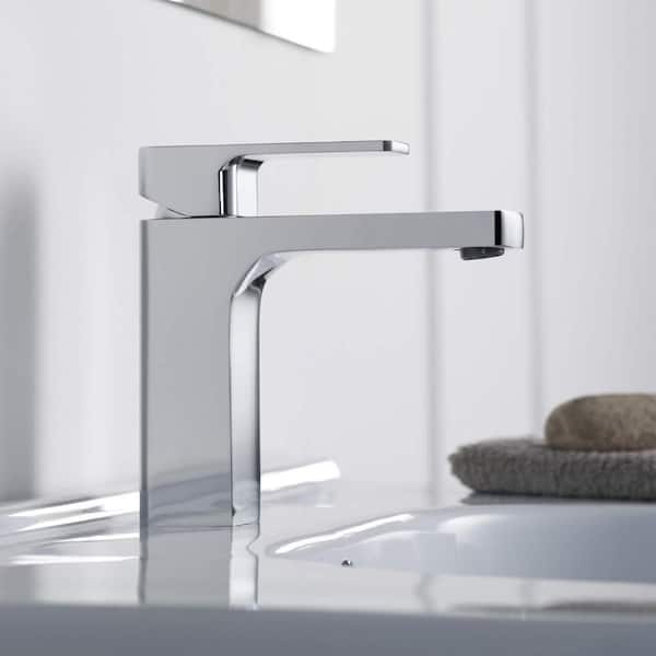 Single Handle Lever Handle Single Hole Bathroom Sink Faucet with Supply Lines and Pop-Up Drain in Chrome