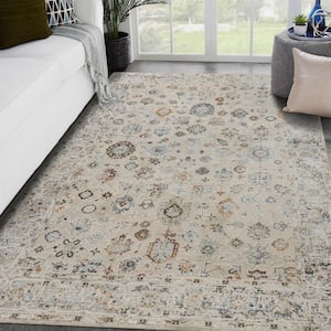Fairmont Ivory Gray 10 ft. x 14 ft. Floral Area Rug