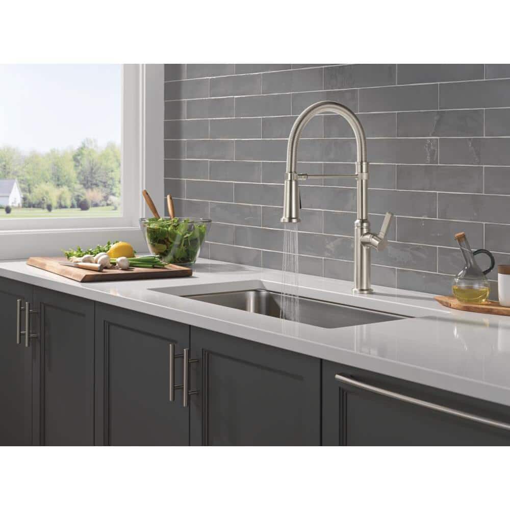 Stainless Steel Commercial Kitchen Faucet with Pull-Down Sprayer