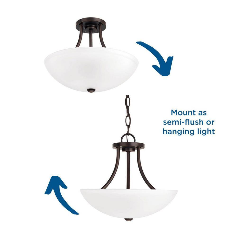 Antique Bronze Glass Bowl Semi-Flush Ceiling Light