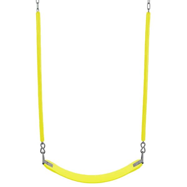 SWINGAN Machrus Swingan Belt Swing For All Ages with Soft Grip Chain Fully Assembled, Yellow