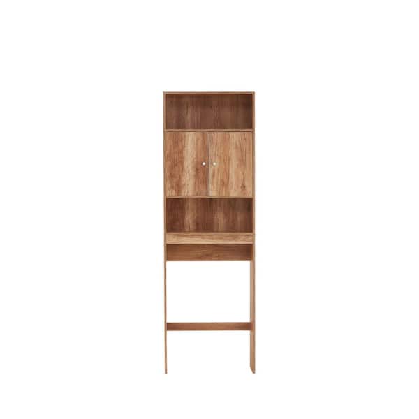 Unbranded 23.62 in. W x 9.05 in. D x 61.81 in. H Yellow Brown Linen Cabinet