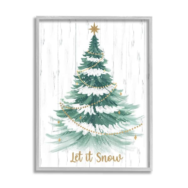 Stupell Industries Let it Snow Rustic Tree by Sharon Lee 1-Piece Framed Graphic Print Typography Poster Art Print 14 in. x 11 in.