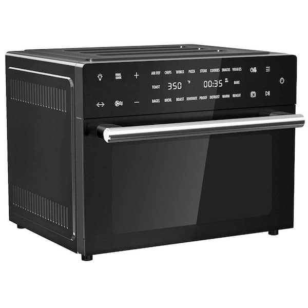 32 Qt. Black Air Fryer Toaster Oven Combo with 18-in-1 Functions, 6 Accessories, 1800W, Convection, Countertop