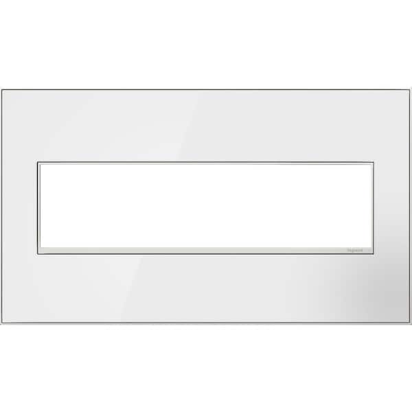 adorne 4 Gang Decorator/Rocker Wall Plate, Mirror White on White (1-Pack)