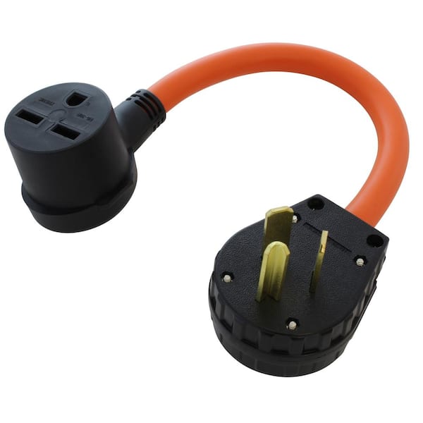 AC WORKS 1.5 ft. 10-30P 3-Prong Old Dryer Plug to 6-30R 3-Prong 30 Amp 250-Volt HVAC Female Adapter