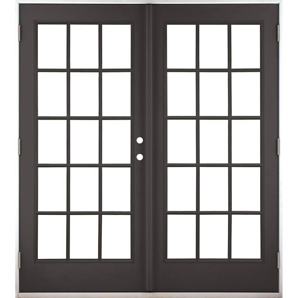 60 in. x 80 in. Black Left-Hand Outswing Fiberglass Full Lite LOE 15 Lite GBG Glass Hinged Patio Door price history on PriceWatchPro