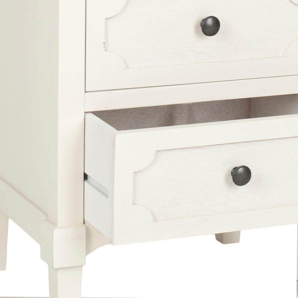 Rosaleen White Transitional 3-Drawer Pine Wood Side Chest