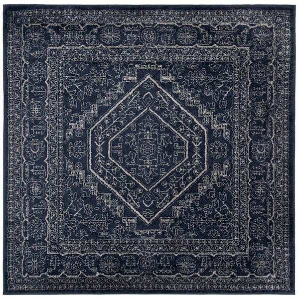 SAFAVIEH Adirondack Navy/Ivory 8 ft. x 8 ft. Square Border Area Rug