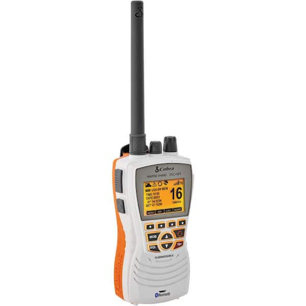 Cobra DSC Floating White VHF Marine Radio with Built-in GPS and Bluetooth
