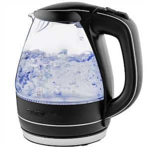 Illuminated 6.5-Cup Black Electric Kettle with Filter, Fast Heating and Auto-Shut Off