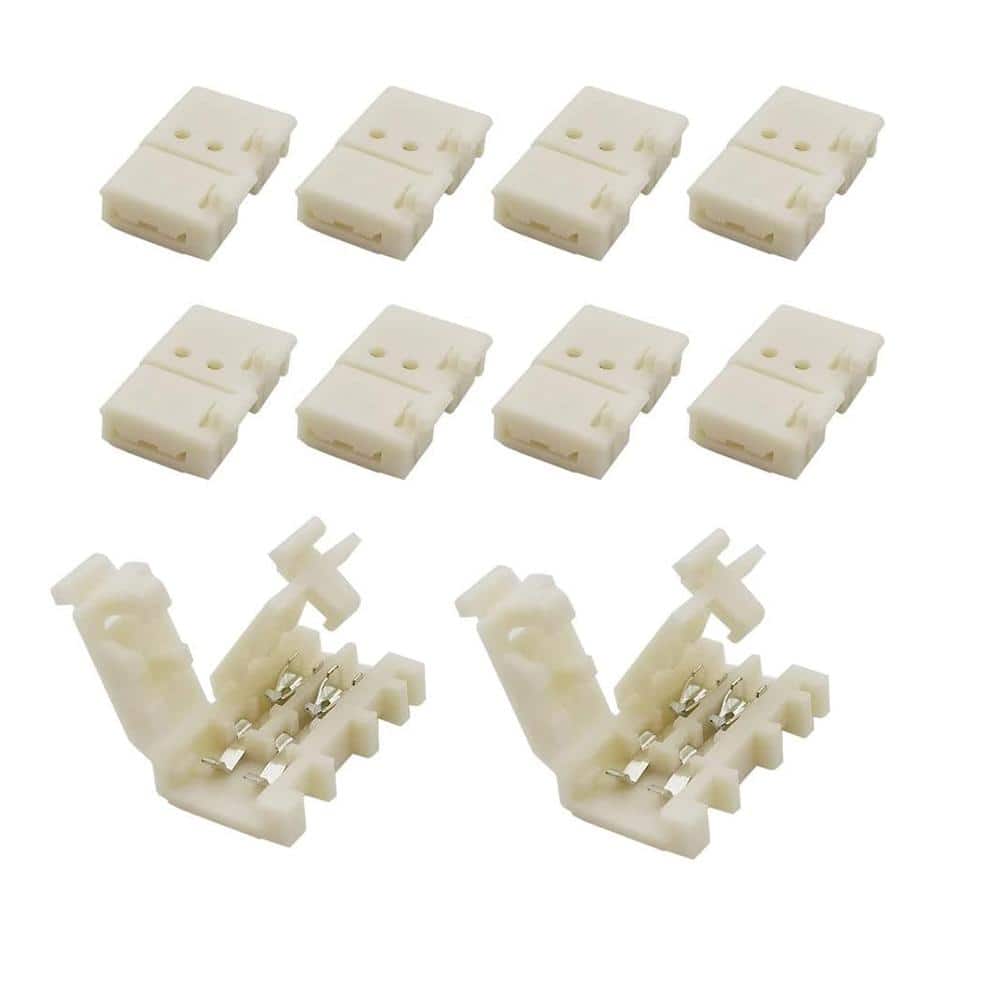 10-Piece 2-Pin 8mm Solderless Clips LED Strip Connectors for 12V/24V Single