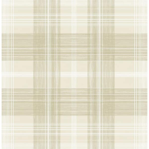 17.08 sq. ft. Sand Dollar Crossroads Plaid Vinyl Peel and Stick Wallpaper Roll