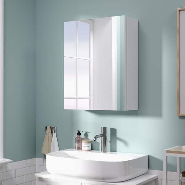 14 in. W x 18 in. H Rectangular Surface Mount Medicine Cabinet with Mirror White