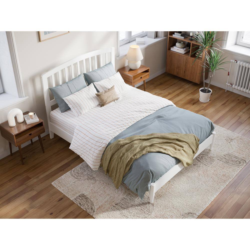 Quincy Full White Solid Wood Low Profile Platform Bed