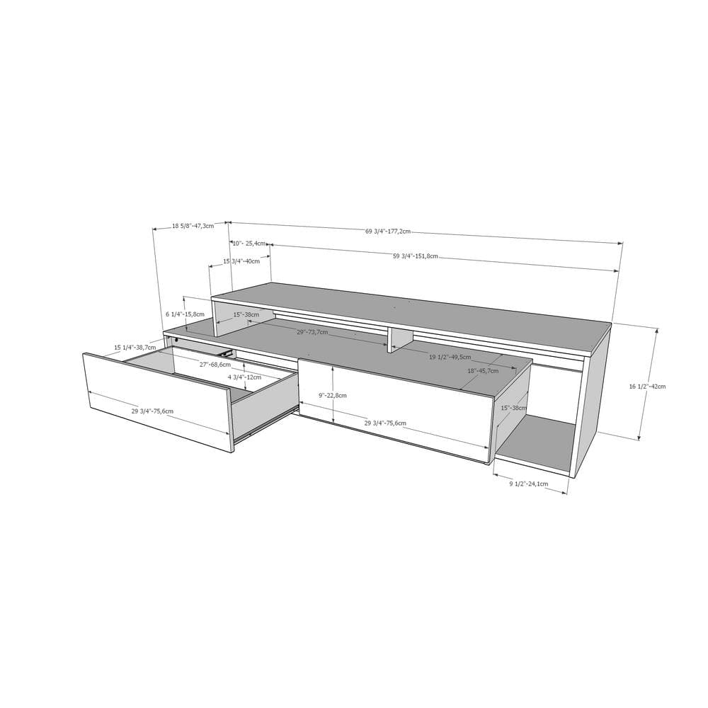 Tonik 72-Inch Modern Scandinavian White and Natural Maple TV Stand