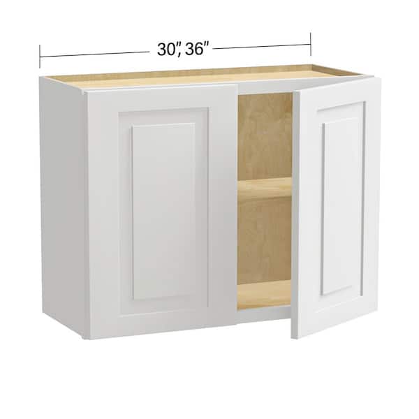 Home Decorators Collection Grayson 30 in. W x 12 in. D x 24 in. H Assembled Plywood Wall Bridge Kitchen Cabinet in Pacific White with Soft Close