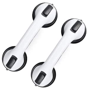 12 in. Strong Suction Handle Shower Bar in Black/White, 2-Pack