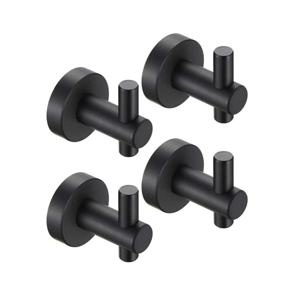 Single Robe Hook Towel Hook Space Aluminum Alloy in Matte Black (4-Pack ...