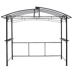 8 ft. x 5 ft. Grill Gazebo, Outdoor Patio Canopy, BBQ Shelter with Steel Hardtop and Side Shelves, Black