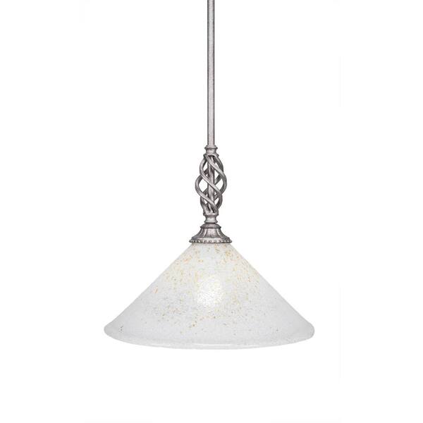 Unbranded Bridgewater 100 W 1-Light Aged Silver Standard Mini Pendant Light with Glass Shade