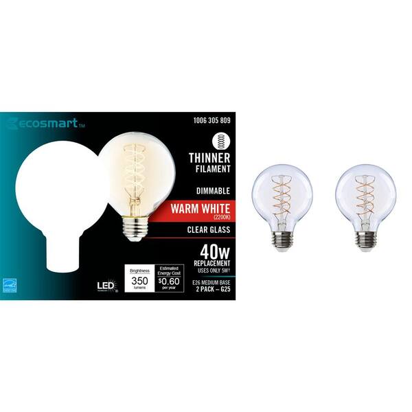 EcoSmart 40-Watt Equivalent G25 Dimmable Fine Bendy Filament