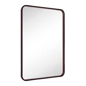 Yorkshire 30 in. W x 40 in. H Rounded Rectangular Wood Framed Wall Mounted Bathroom Vanity Mirror in Walnut