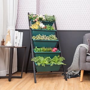 5-Tier Vertical Herb Garden Planter Box Outdoor Elevated Raised Bed Green