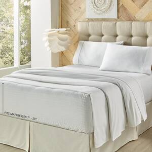 Royal Fit White Polyester Queen 4-Piece Sheet Set