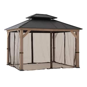 Replacement Mosquito Netting Panles Waterproof 4-Panel Screen Walls for 10 x 12 ft. Gazebo Patio and Backyard Protection