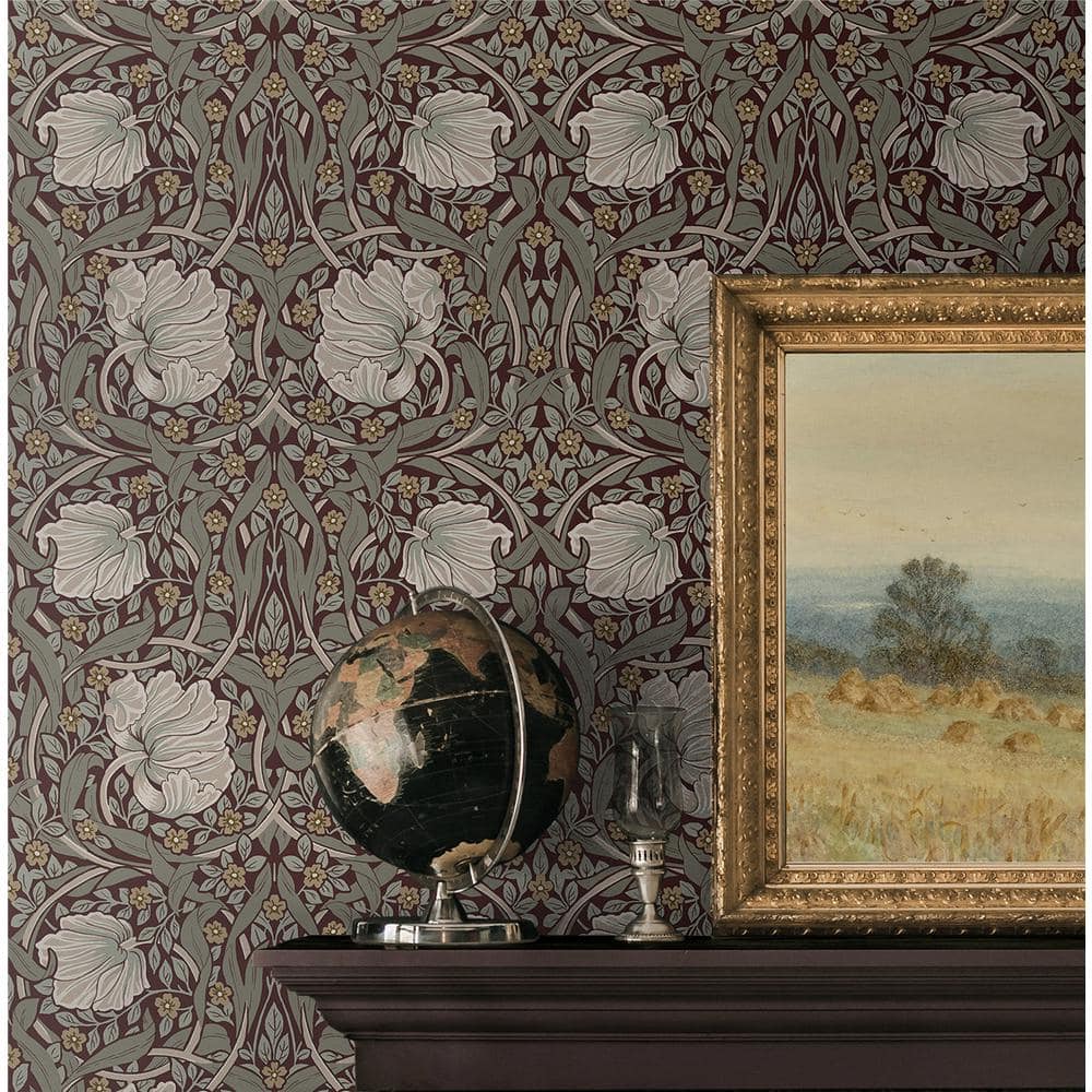 Auburn & Eucalyptus Floral Peel and Stick Wallpaper
