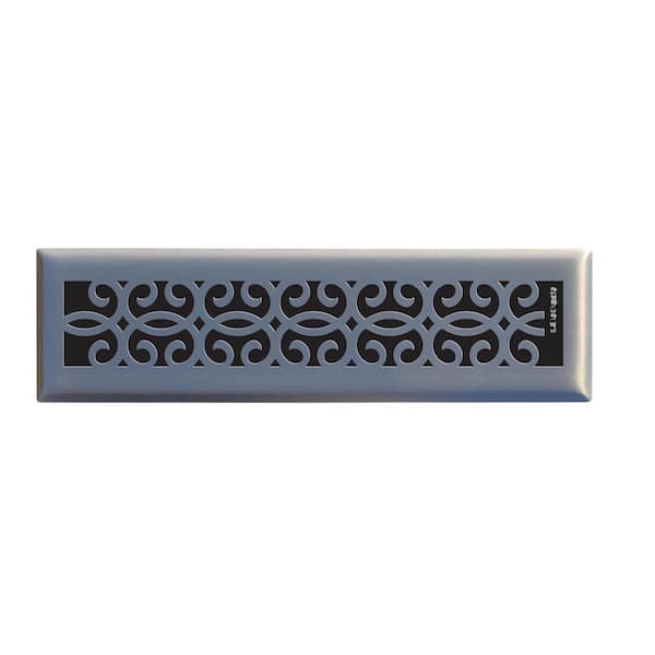 Hampton Bay Classic Scroll 2 in. x 12 in. Steel Floor Register in Brushed Nickel