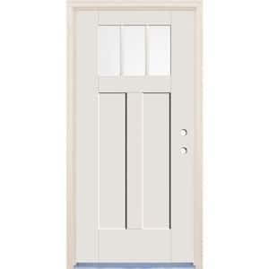 36 in. x 80 in. Left-Hand Clear Glass Unfinished Fiberglass Prehung Front Door with 4-9/16 in. Frame and Nickel Hinges