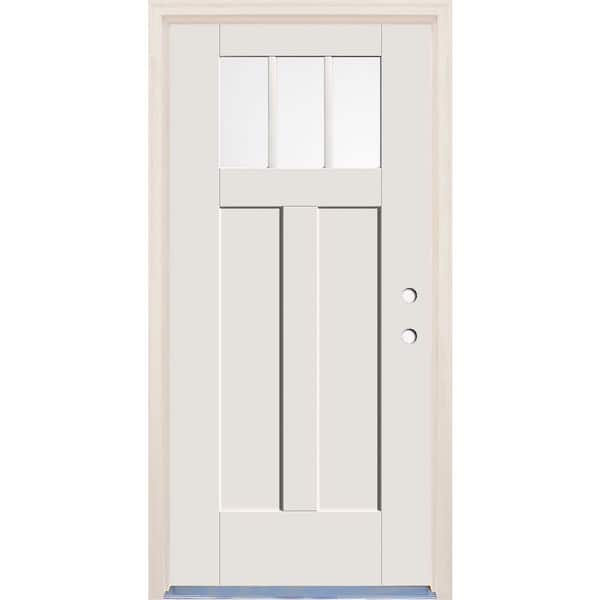 Builders Choice 36 in. x 80 in. Left-Hand Clear Glass Unfinished Fiberglass Prehung Front Door with 4-9/16 in. Frame and Nickel Hinges
