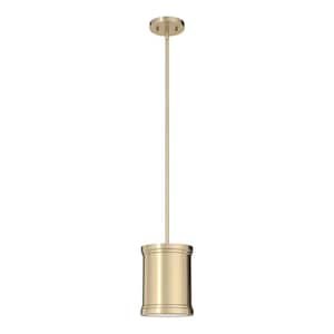 Capshaw 1-Light Alturas Gold Island Pendant Light with Cased White Glass Shade