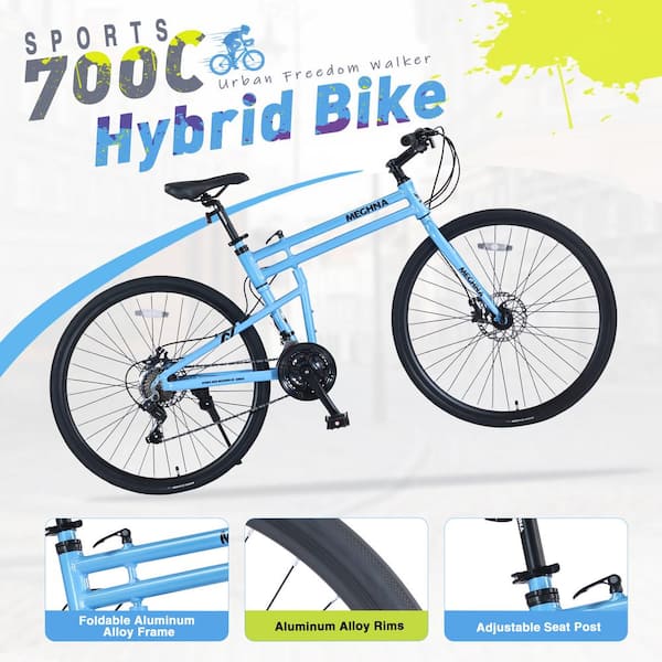Sudzendf Blue 21 Speed Hybrid bike Disc Brake 700C Road Bike