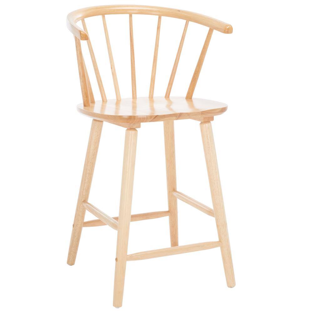 Natural Rubberwood Spindle Back Counter Stool Set