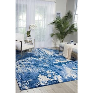 Twilight Blue/Ivory 8 ft. x 10 ft. Abstract Contemporary Area Rug