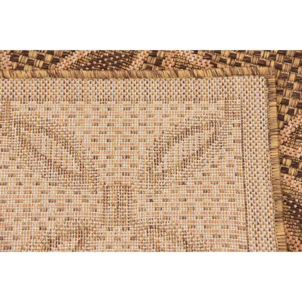 Light Brown Synthetic Reversible Outdoor Runner Rug