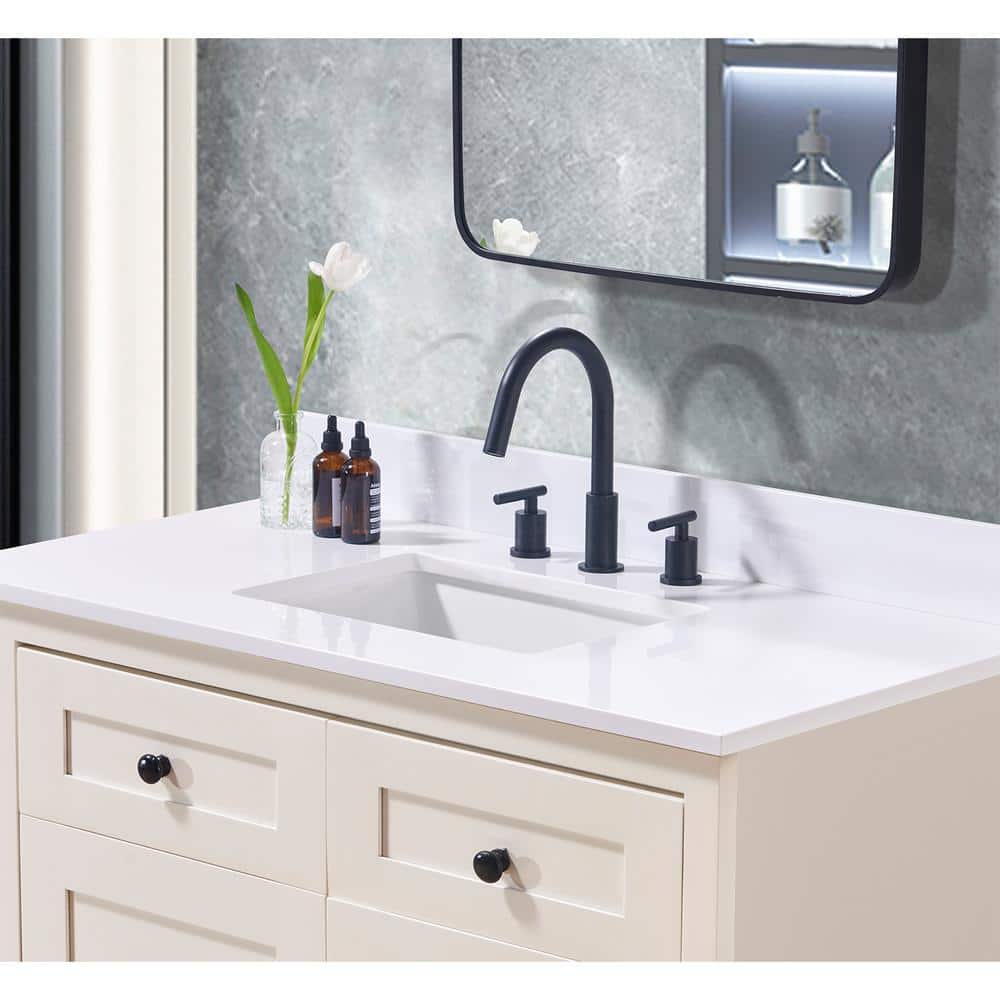 Snow White 43" Composite Stone Vanity Top with Rectangular Sink