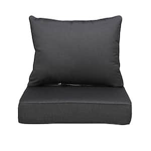 Outdoor Chair Cushions 2-Piece 23x25+20x23In.Deep Seat and Clasped Cushion Set for Patio Furniture in Gray