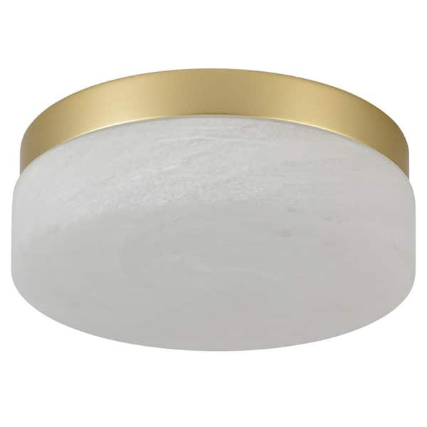 Sunpez 12 in. Matte Gold-Cloudy Glass Integrated LED Fixtures