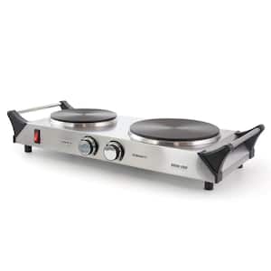 Portable 2-Burner Stainless Steel 8 in. Solid Element Electric Hot Plate