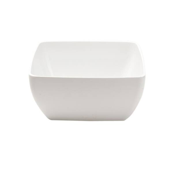 Q Squared Diamond Square 10.5 in. Melamine Serving Bowl in White