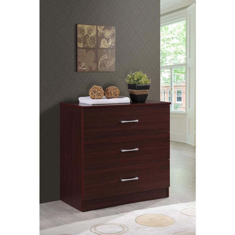 Mahogany 3-Drawer Chest with Dovetail Joinery