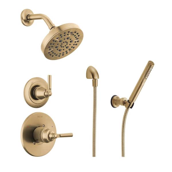 Saylor 5-Spray Dual Wall Mount Fixed and Handheld Shower Head 1.75 GPM in Champagne Bronze