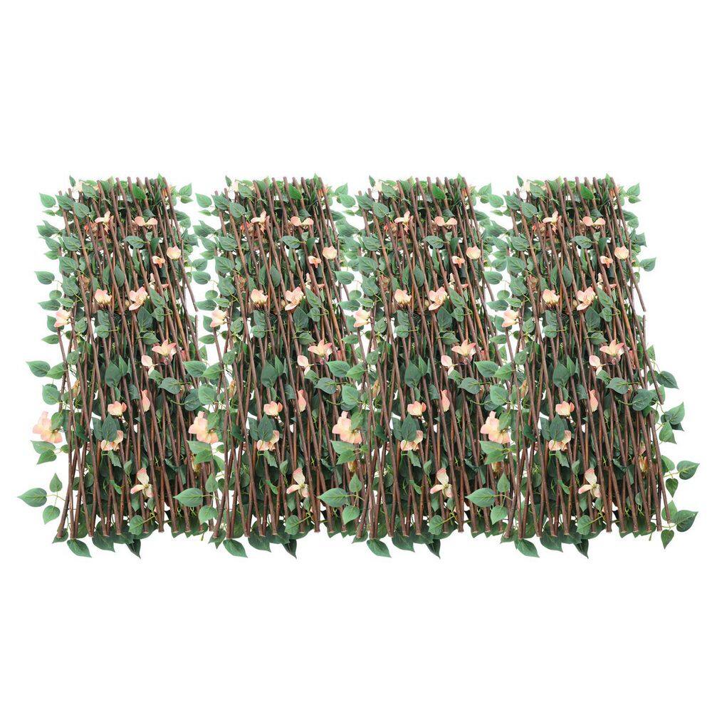 Yiyibyus 46 In. Wood Silk Fabric Faux Ivy Fencing Panel Garden Fence 