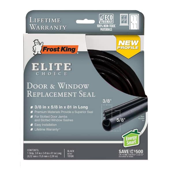 1/2 in. x 1/2 in. x 81 in. Elite Black Lifetime Bulb Shape Door Weatherseal  Replacement